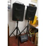 PA System in good working order to include Yamaha EMX 212 S Amplifier, Wharfdale Pro EVP-X