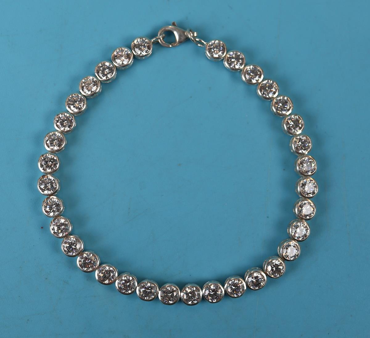 Silver stone set tennis bracelet