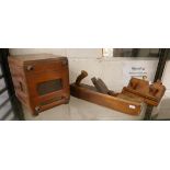 2 wood planes and volt meter in wooden case