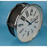 Clock in the form of drum - Approx diameter: 45cm