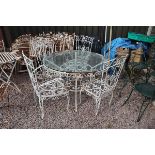 Antique garden glass top table and chairs