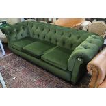 Green Chesterfield sofa - Approx L: 220cm