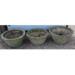 3 heavy stone planters - Approx diameter: 65cm