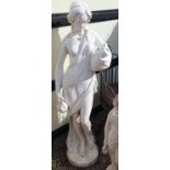 Stone painted statue of lady - Approx H: 129cm