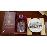 Hand cut lead crystal Guinness decanter & picture plate of brewery