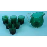 Green glass lemonade set