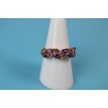 Gold amethyst & pink topaz set ring