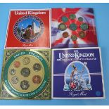4 sets of uncirculated coins in original Royal Mint packs - 1984,1985,1999,2001