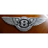Small reproduction chrome Bentley plaque - Approx L: 31cm