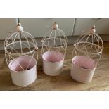 3 caged hanging baskets