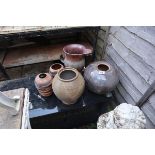4 earthenware vases and jug
