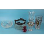 Small collection of glass to include Tudric style bowl