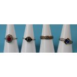 4 gold stone set rings