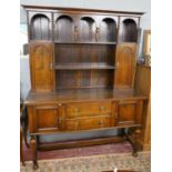 Early 20thC oak dresser - Approx W: 152cm D: 55cm H: 200cm