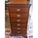 Stag cherry-wood chest of 6 drawers with lift up vanity mirror to top - Approx W: 52cm D: 46cm H: