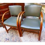 Pair of mid-century oak framed armchairs