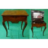 Fine Victorian inlaid walnut sewing table with ormolu mounts