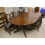 Large Regency mahogany pedestal dining table with leaf on brass claw feet - Approx L: 263cm W: 134cm