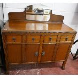 Mirror back oak sideboard - Approx W: 122cm D: 48cm H: 125cm