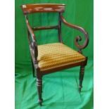 Regency armchair with scroll arms