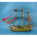Wooden model galleon - Approx H: 69cm