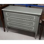 Painted chest of 3 drawers - Approx W: 110cm D: 45cm H: 85cm