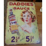 Reproduction metal Daddy's Sauce advertising sign - Approx 70cm x 50cm