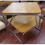 Pair of mid-century chrome and ply coffee tables by Antocks Lairn Group - Approx W: 70cm D: 70cm