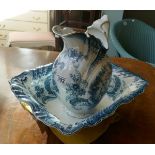 Blue & white jug and bowl by Hatfield