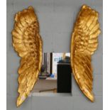 Pair of large decorative gilt angel wings - Approx H: 103cm