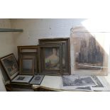 Collection of pictures and gilt frames