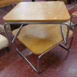 Pair of mid-century chrome and ply coffee tables by Antocks Lairn Group - Approx W: 70cm D: 70cm