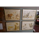 Set of 4 L/E wildlife prints