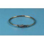 Gold sapphire & diamond bangle