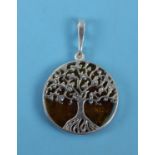 Silver & amber tree of life pendant