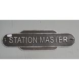 Reproduction cast Station Master sign - Approx L: 39cm