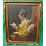 Tapestry in gilt frame - Lady Reading