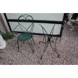 Set of 4 metal garden chairs and matching table base