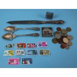 Collection of coins and stamps etc