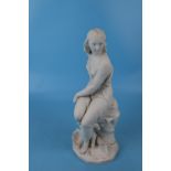 Antique Parianware figure of girl A/F - Approx H: 39cm