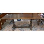 Oak plank top refectory table - Approx L: 198cm W: 87cm H: 78cm