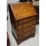 Small burr walnut bureau - Approx W: 53cm D: 43cm H: 96cm