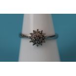 White gold diamond cluster ring