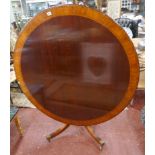 Mahogany inlaid tilt top breakfast table by William Tillman - Approx diameter: 132cm H: 74cm