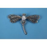 Silver stone set dragonfly brooch