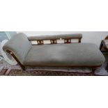 Edwardian oak framed chaise longue