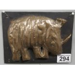 Bronze Rhino plaque - Approx 18cm x 14cm