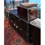 Display case with cupboards to base (1 pane of glass missing) - Approx W: 152cm D: 37cm H: 110cm