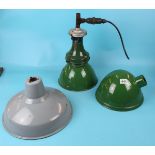 3 industrial enamel lights to include Benjamin Saaflux and RLM