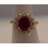 Fine 18ct gold ruby and diamond ring
